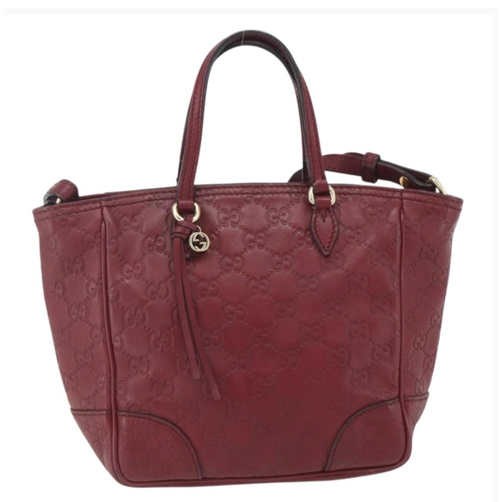 GUCCI Microguccissima Bree‎ Tote Bordeaux Red Leather Handbag Authenticated